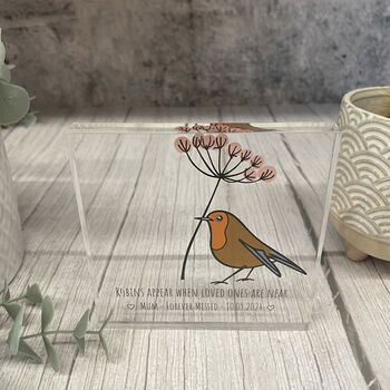 Personalised Memorial Robins Appear Acrylic Block Sign, 6 of 6