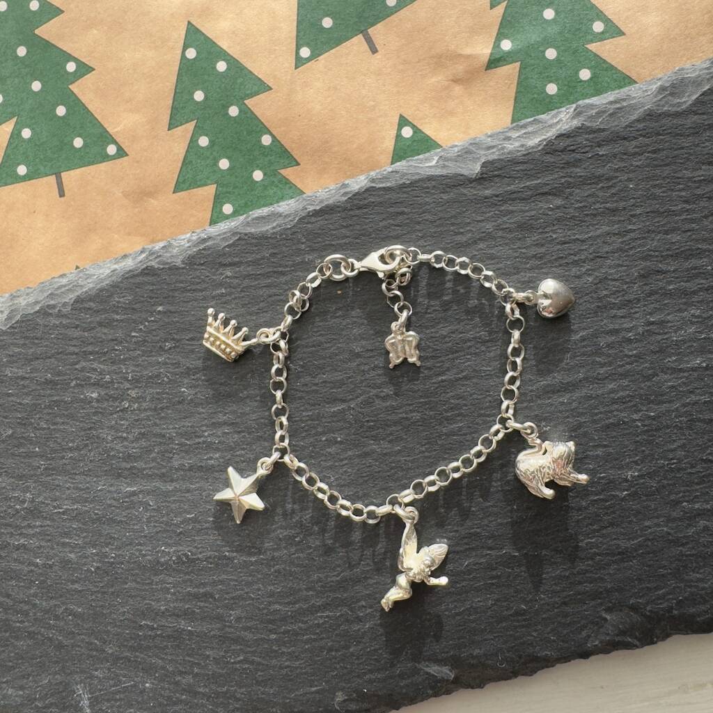 Girl's Charm Bracelet With Six Sterling Silver Charms, 1 of 7