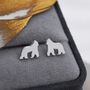Gorilla Ape Stud Earrings In Sterling Silver, thumbnail 2 of 10