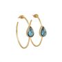 Blue Topaz Gemstone Hoop Earrings In Gold, thumbnail 2 of 7