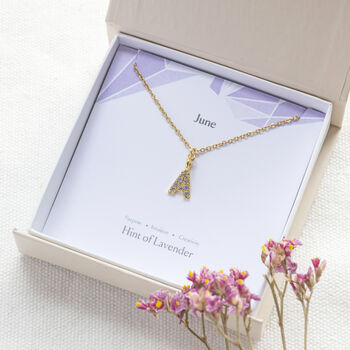 June Birthstone Initial Necklace, 3 of 8