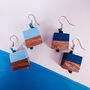 Colour Block Wooden Cube Earrings, thumbnail 1 of 4