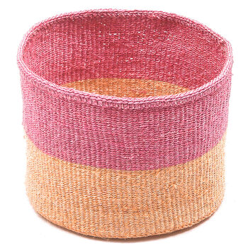 Dusky Pink And Sand Duo Colour Block Basket, 6 of 9