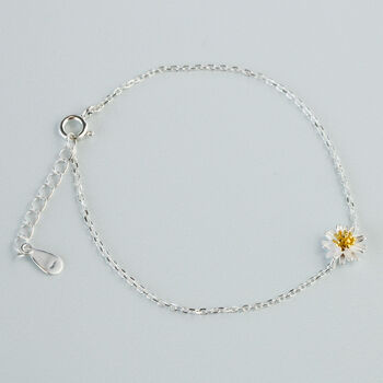 Sterling Silver Dainty Daisy Charm Bracelet, 3 of 6