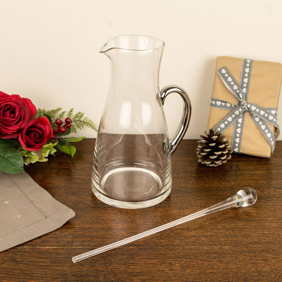 Glass Handled Serving Jug With Stirrer By Dibor
