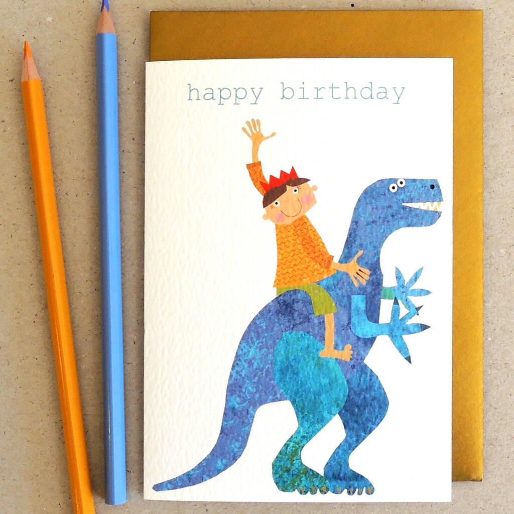 Boy With Dinosaur Birthday Card By Kali Stileman Publishing ...