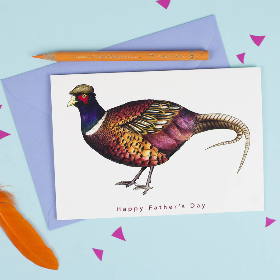 pheasant in a flat cap 'happy father's day' card by birds in hats ...