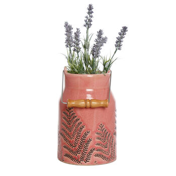 Spring Fern Pink Ceramic Milk Churn Vase Easter Gift, 2 of 10