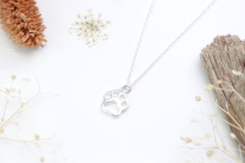 Sterling Silver Paw Print Necklace, 5 of 5