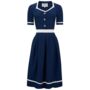 Francoise Dress In French Navy Vintage 1940s Style, thumbnail 1 of 3