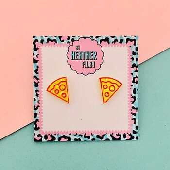 Pizza Slice Glitter Stud Earrings, 5 of 6