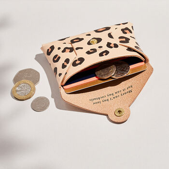 Personalised Leopard Print Leather Coin Purse Natural, 4 of 7