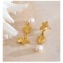 Cannes D'or Gold Pearl Vintage Sea Dangle Earrings, thumbnail 1 of 4