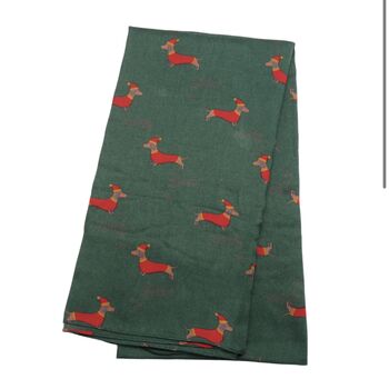 Festive Dachshund Dog Print Scarf, 3 of 6