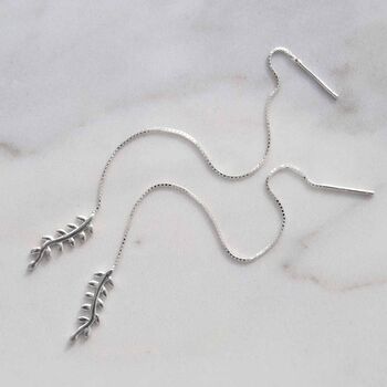 Sterling Silver Fern Threader Earrings, 4 of 5