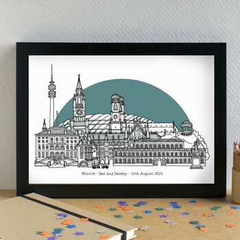 Munich Skyline Travel Art Print Unframed, 3 of 6