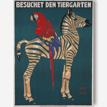 Vintage Munich Zoo Zebra, Canvas Art, 4 of 8