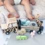 Personalised Wooden Safari Jeep Toy With Trailer And Animals, thumbnail 1 of 4
