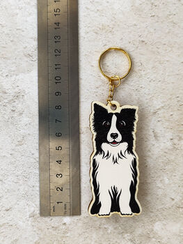 Collie Dog Wooden Keyring With Optional Christmas Card, 9 of 9