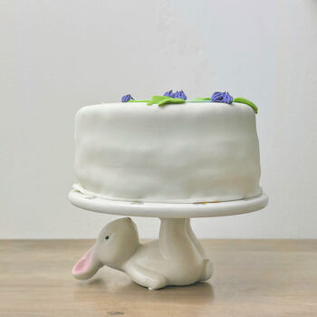 Cute Bunny Rabbit Ceramic Cake Stand And Cake Plate, 3 of 11