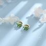 Sterling Silver Green Cz Leaf Huggie Hoop Earrings, thumbnail 6 of 12