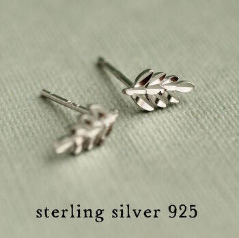 Silver Fern Leaf Stud Earrings, 3 of 8