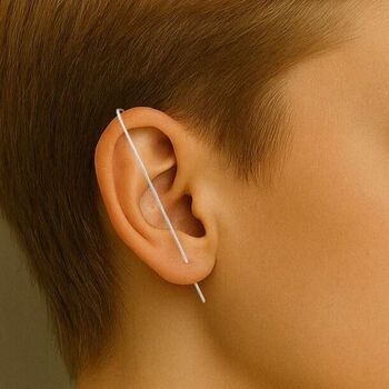 Gold Plated Silver Minimalist Ear Cuff Earrings, 6 of 8