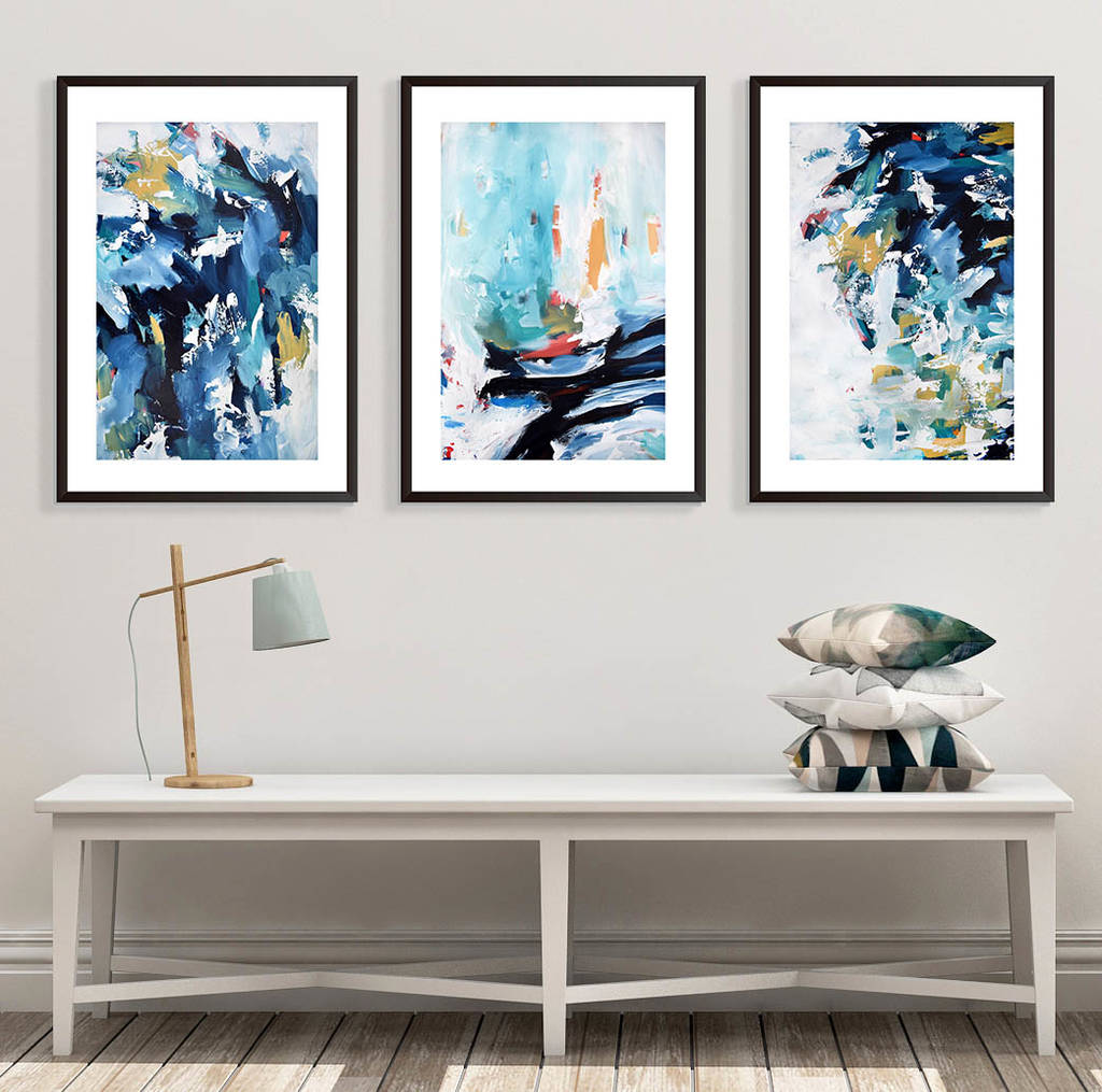 Modern Abstract Wall Art Large Set Of Three Art Prints By Abstract ...