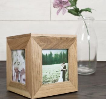 Personalised Oak Photo Cube Keepsake Box, 5 of 7