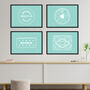 Custard Cream, Jammie Dodger, Bourbon And Digestive Biscuits Set Of Four Blue Prints, thumbnail 1 of 10