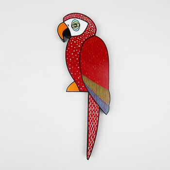 Hand Painted Red Parrot Door Topper, 3 of 4