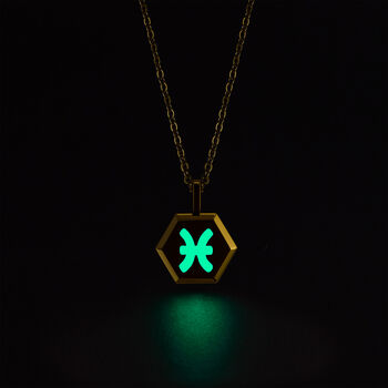 Pisces Zodiac Glowing Pendant Necklace With Uv Keyring Torch, 7 of 12