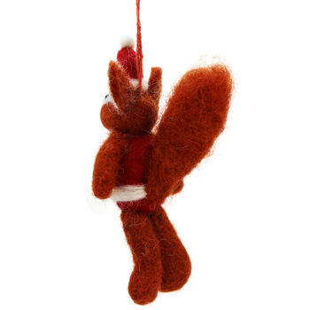 Handmade Felt Santa Squirrel Hanging Decoration, 2 of 5