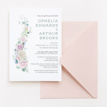 Wedding Invitation Pink, Blue And White Floral, 4 of 6