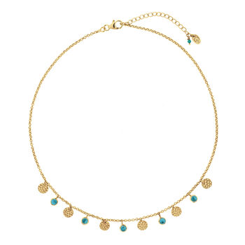 Lakshmi Turquoise Necklace In Silver Or Gold Plated, 9 of 12