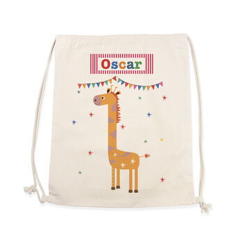 Personalised Kid's Giraffe Cotton Nursery Bag, 2 of 2