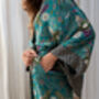 Satin Silky Turquoise Full Length Kimono Robe, thumbnail 7 of 9