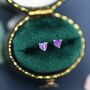 Sterling Silver Extra Tiny Genuine Amethyst Heart Stud Earrings, thumbnail 1 of 12