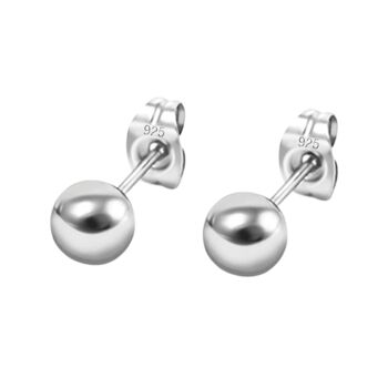 Sterling Silver Ball Sphere Stud Earring, 12 of 12