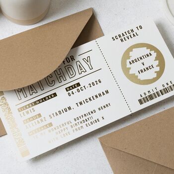 Personalised Football Ticket Scratch Reveal Voucher, 5 of 9
