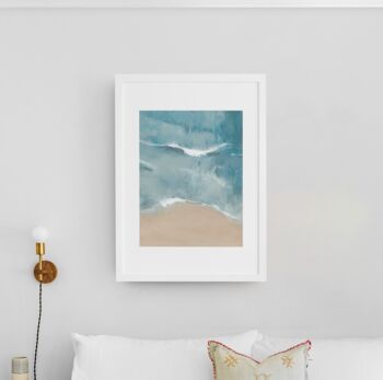 Blue Ocean Wave Coastal Beach Art Print, 5 of 9