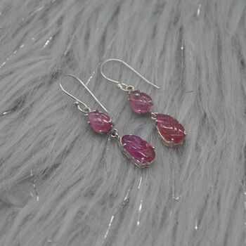 Red Ruby Silver Earrings: Teardrop Dangle, 6 of 8