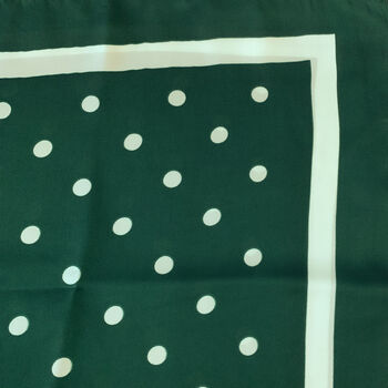 Dark Green Polka Dot Silky Scarf, 2 of 4