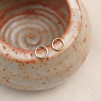 Minimalist Open Circle Stud Earrings In Silver Or Gold, 7 of 9