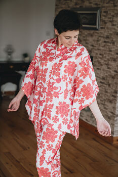 Pink Kaftan Style Block Printed Pyjamas, 6 of 6
