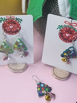 Christmas Colour Tree Painted Earrings With Stand, 5 of 11