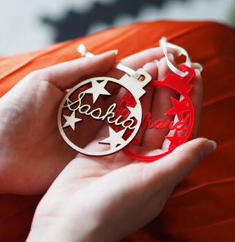 Personalised Star Christmas Bauble Decoration, 4 of 12
