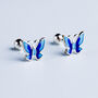 Sterling Silver Screw Back Blue Butterfly Studs, thumbnail 1 of 5