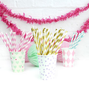 Metallic Gold And Silver Striped Paper Party Straws, 5 of 7