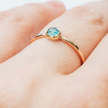 Blue Aquamarine Gemstone And Solid Gold Ring, 6 of 9